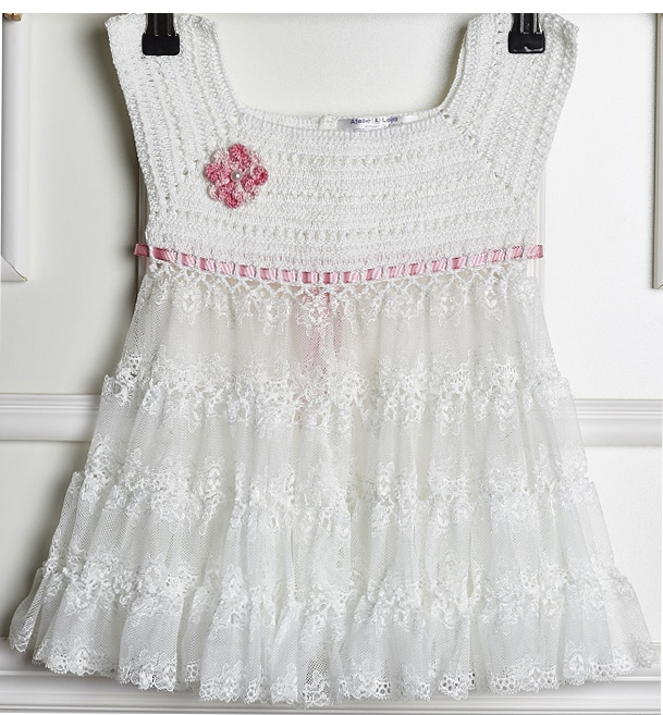 Vestido Infantil Branco e Rosa