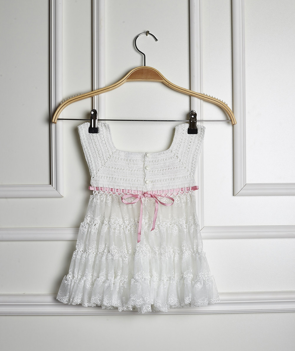 Vestido Infantil Branco e Rosa
