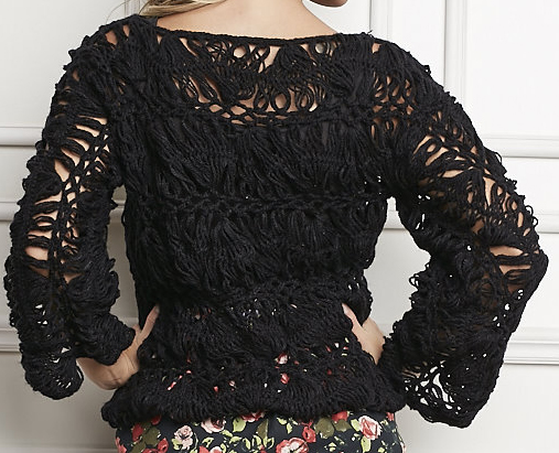 Blusa Crochê de Grampo Preta