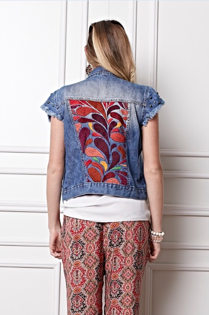 Bordado Colete Jeans