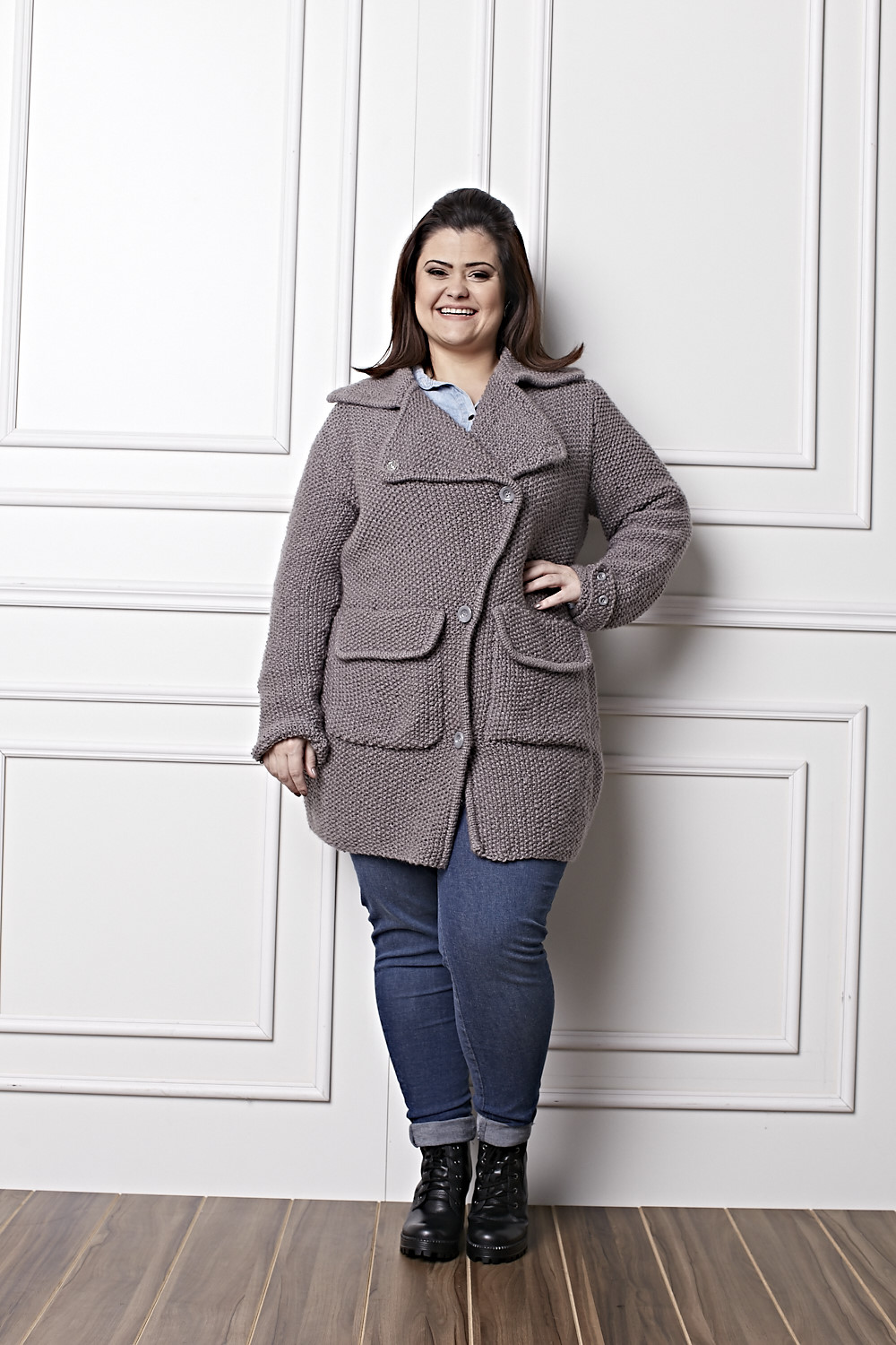 Plus Size - Casaco Maxi Gola