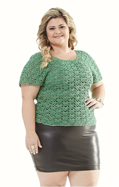 Plus Size - Blusa Verde com Brilho Prata