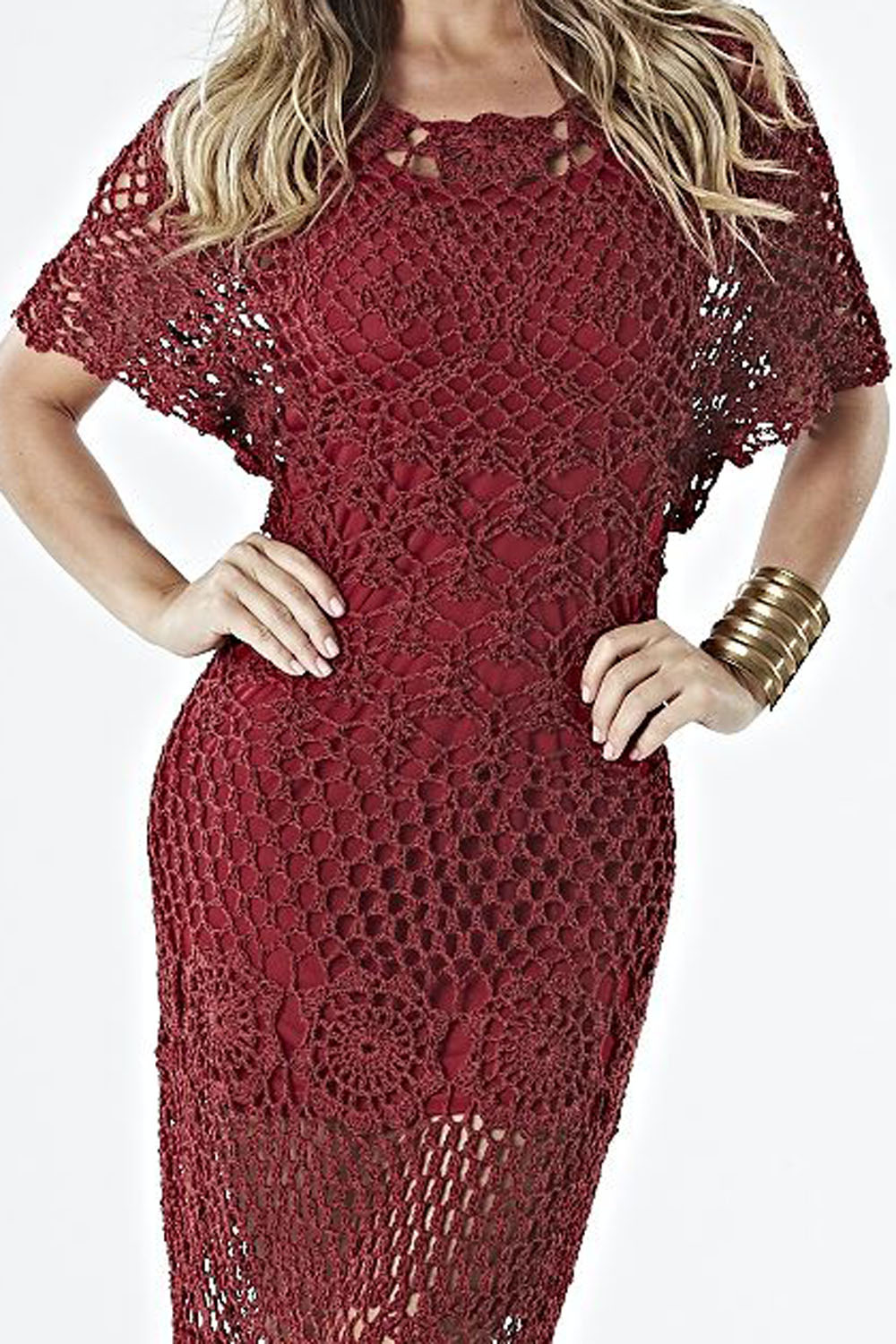 Vestido Bordô Manga Ampla
