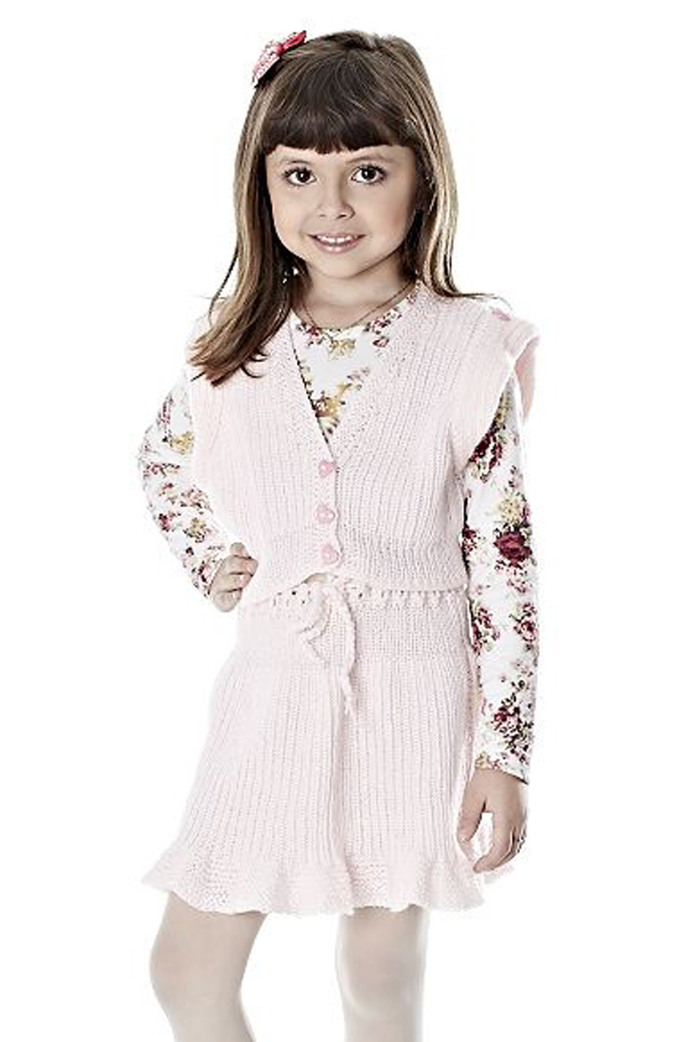 Conjunto de saia e colete rosa