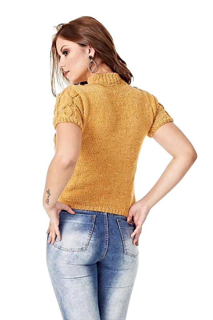 Blusa de Manga Curta Com Corda