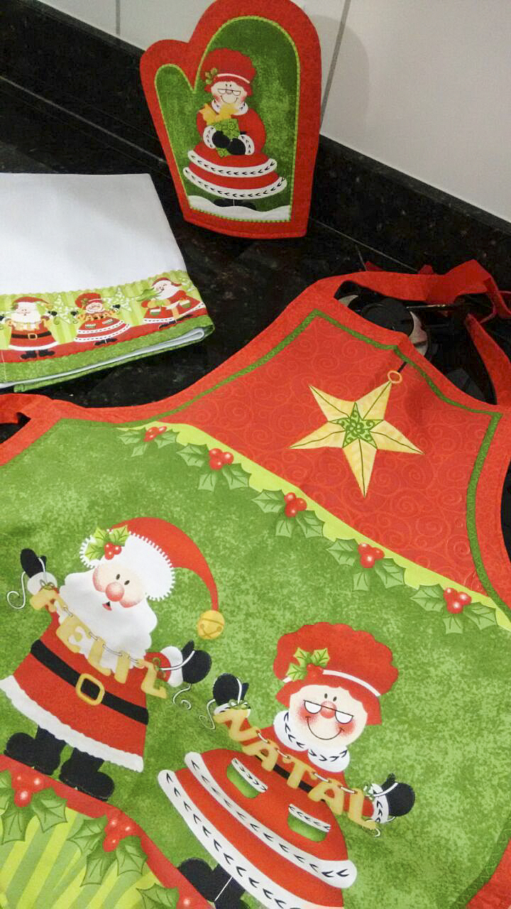 Kit Avental Com Luva Casal Noel