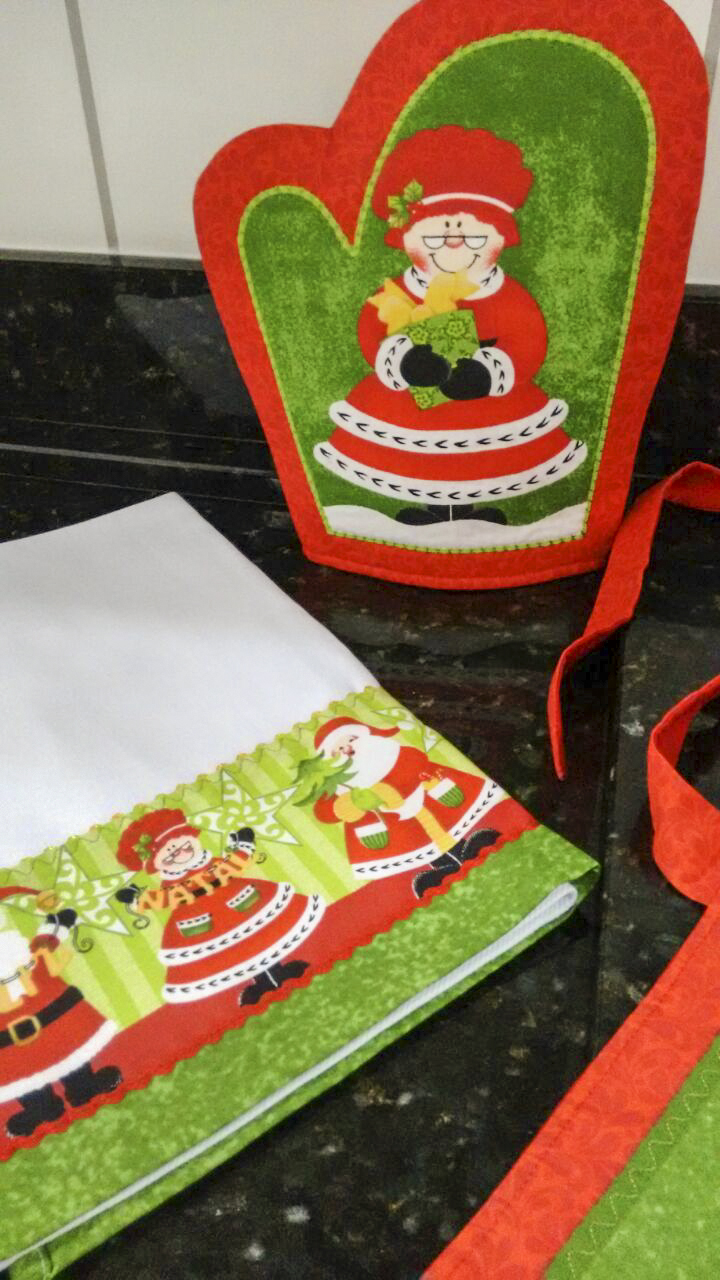 Kit Avental Com Luva Casal Noel