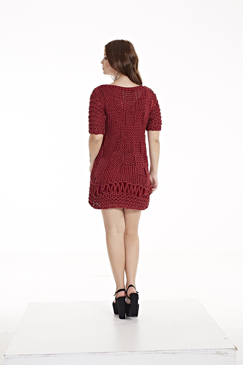 Vestido Quadradinhos Marsala