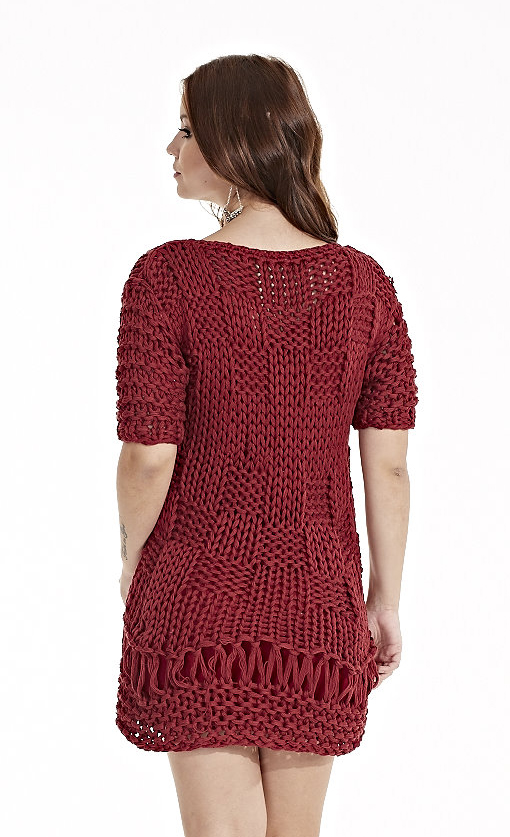 Vestido Quadradinhos Marsala
