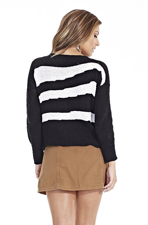 Blusa Listras Jacquard P&amp;B
