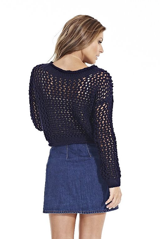 Blusa Azul em Ponto Ajurado