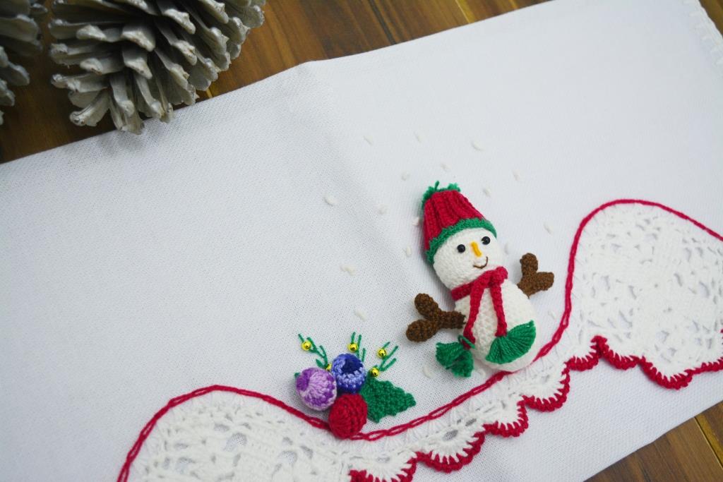 Pano de Prato Com Boneco de Neve