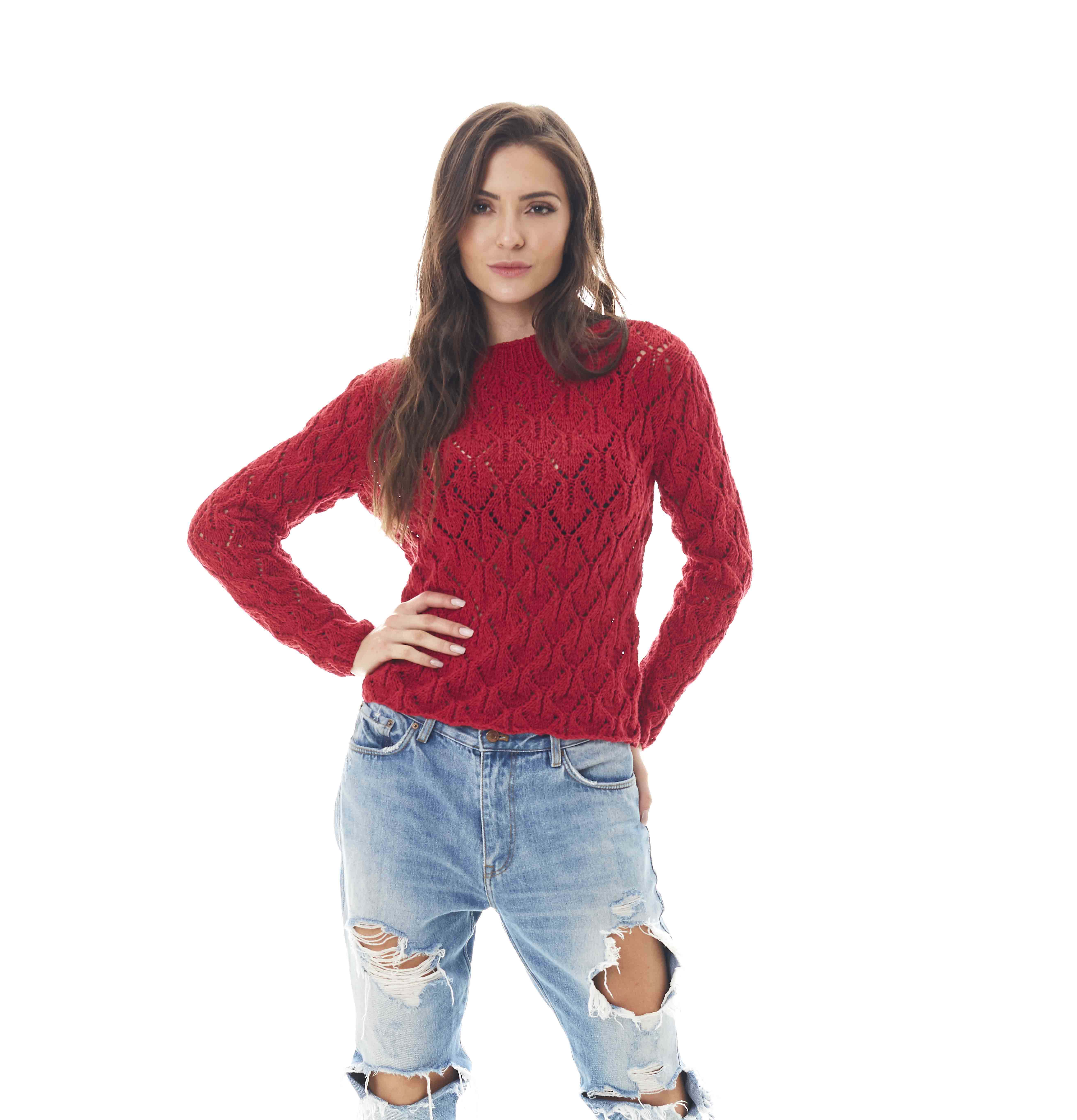 Blusa Vermelha em Ponto Ajurado