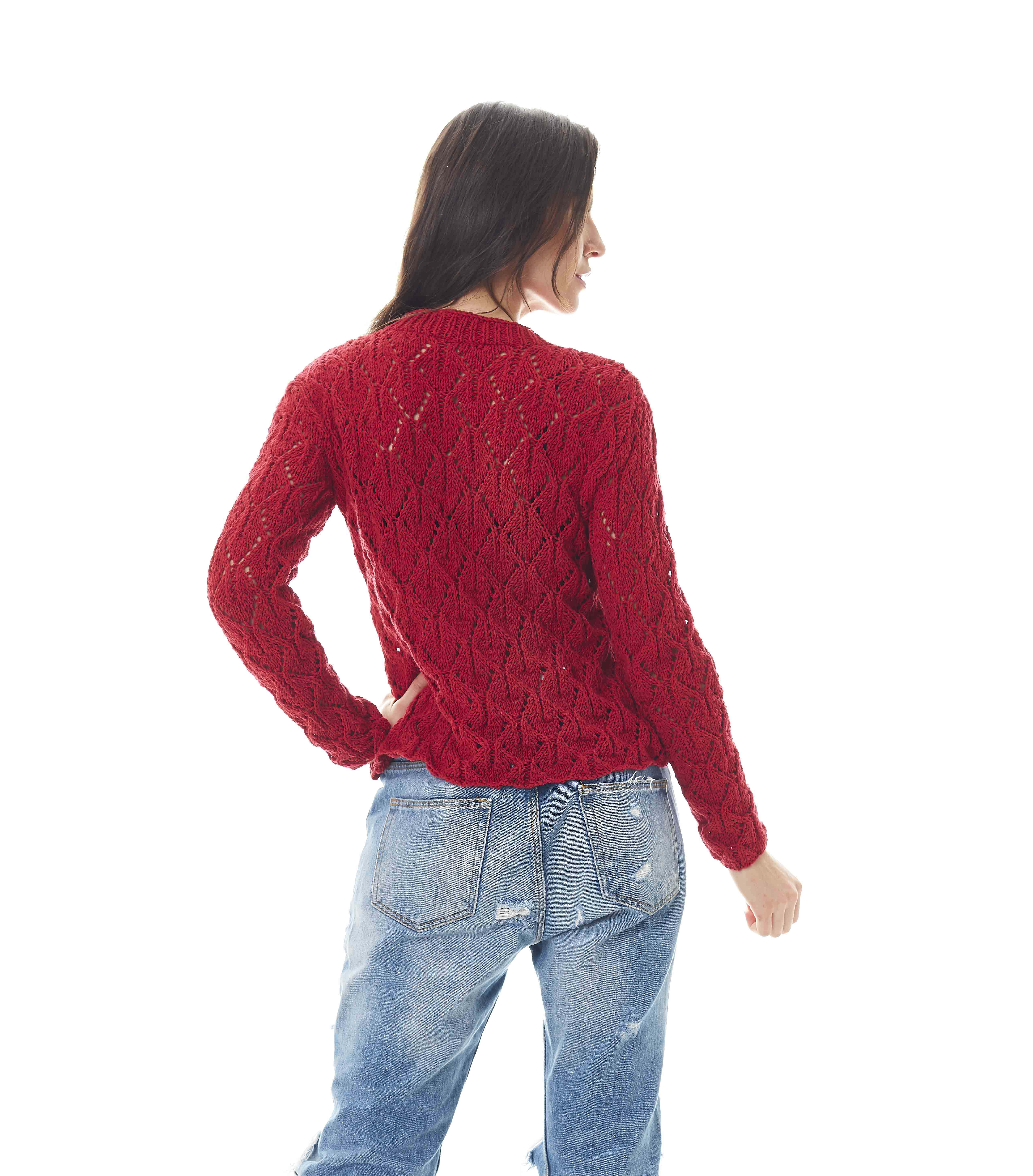 Blusa Vermelha em Ponto Ajurado