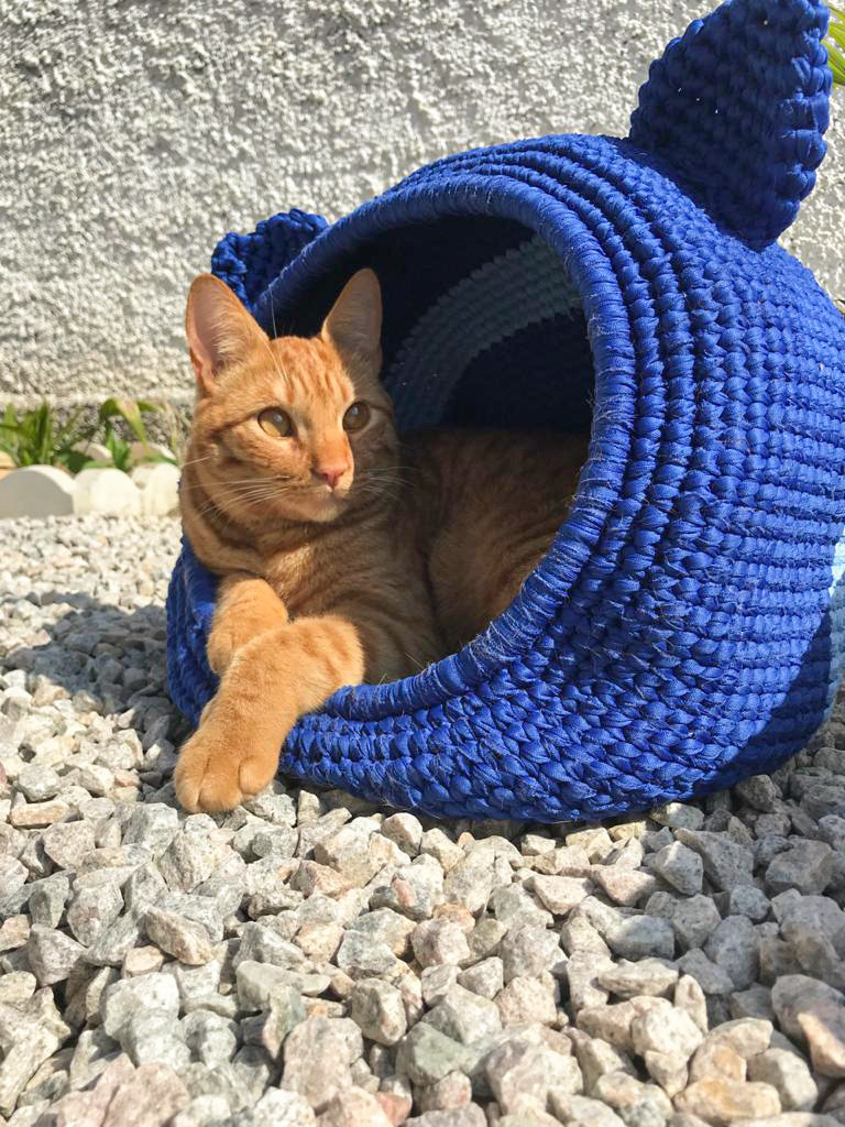 Mini mochila infantil com orelhas de gatinho azul nuvem de nylon