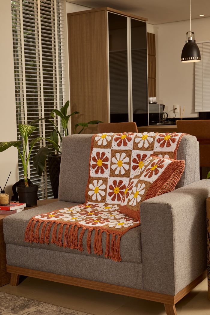 Conjunto manta e almofada Flower Power