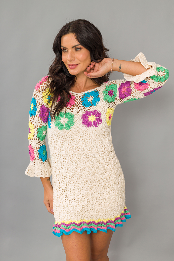 Premium Multicolour Patchwork Crochet Dress