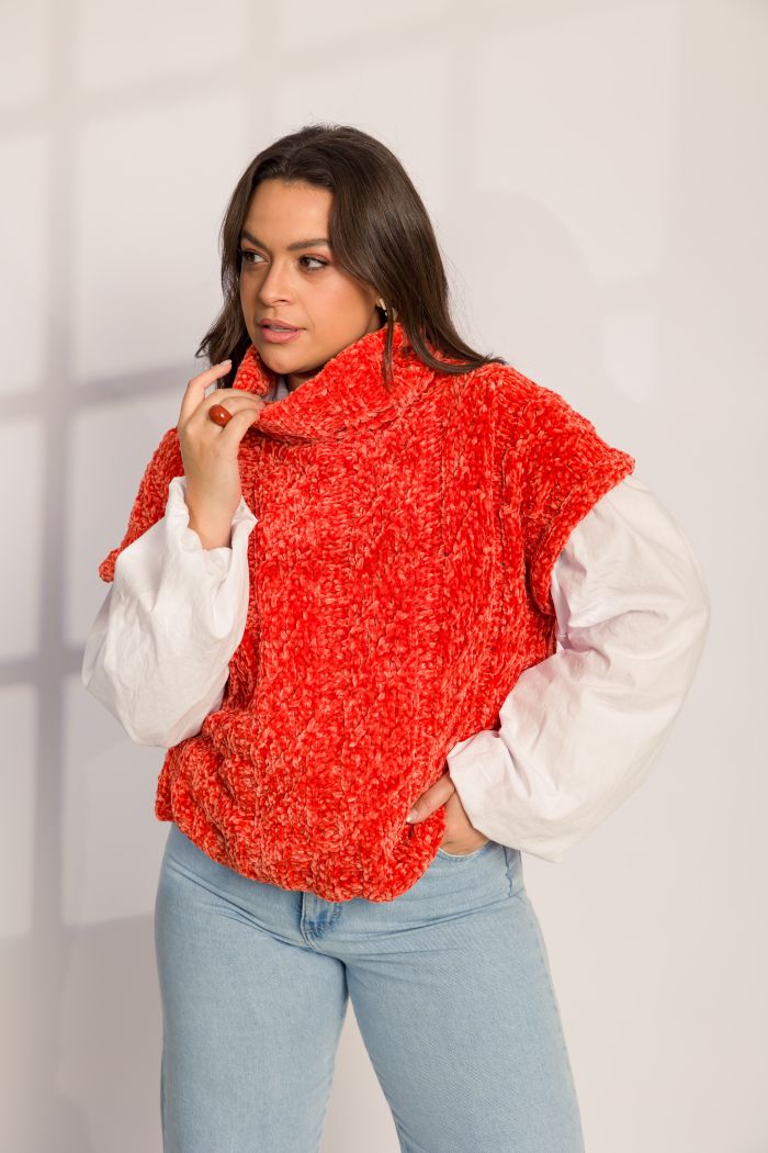 Orange High-Neck Vest