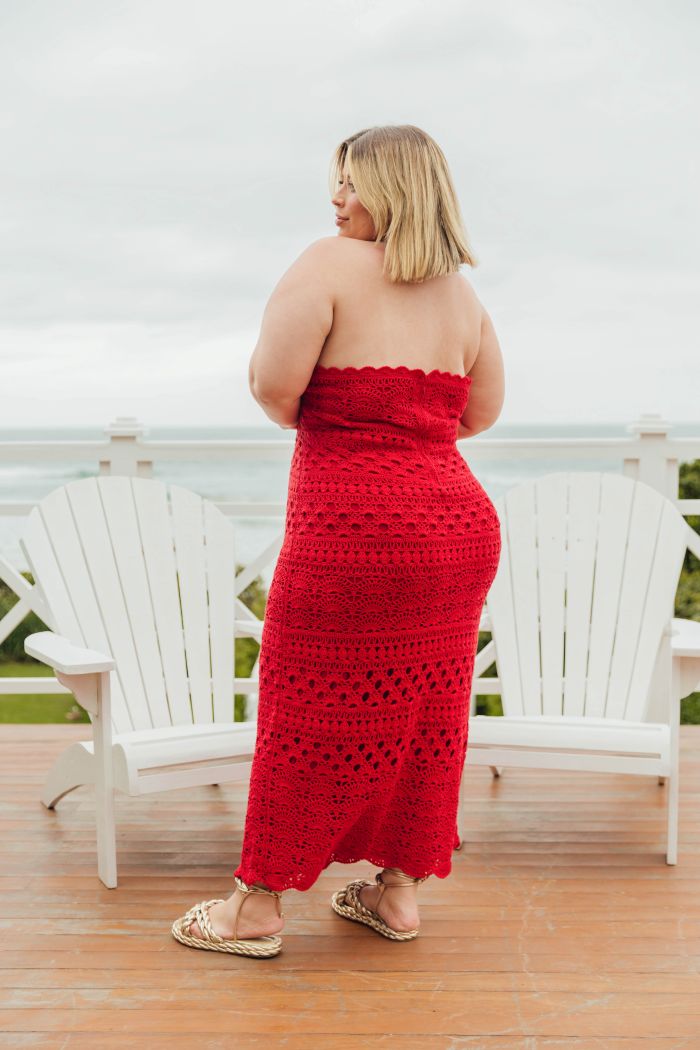 Scarlet Elegance Halter Dress